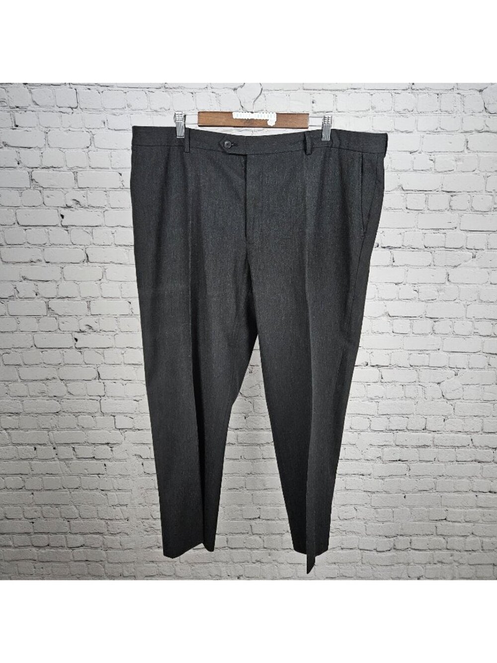 Joseph & Feiss Gold Grey Wool Blend Flat Front Straight Leg Dress Pants 42x29